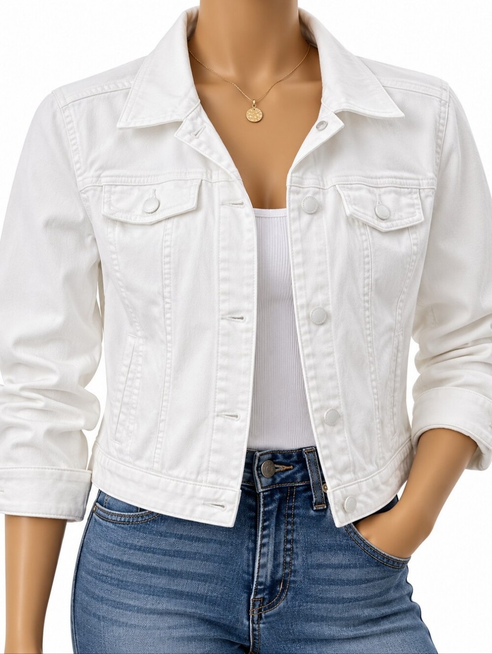 Elle Denim Jean Jacket XL Bright White